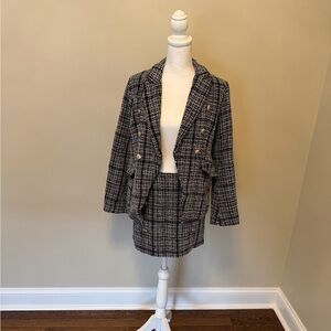 Women's Black and White Plaid Suit Set